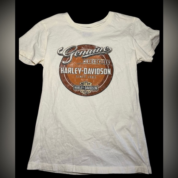 Harley-Davidson Tops - Harley-Davidson Biker Women's Cream Tee with Vintage Graphic Size L